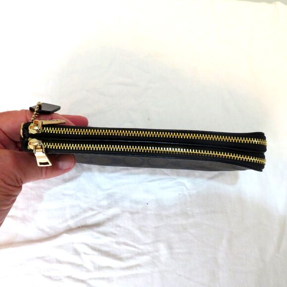 Coach Brown Signature Two Pouch Lined Wallet Clutch - Picture 3 of 7